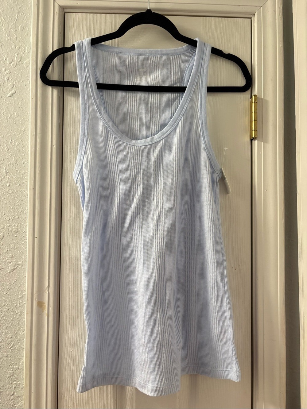 aerie Light Blue Ribbed Scoop Tank